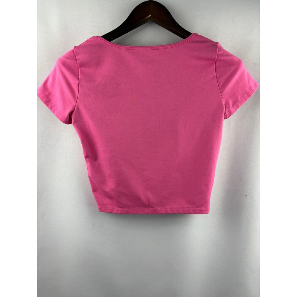 Women’s Hollister Medium Hot Pink Short Sleeve Crop Top - Picture 3 of 6
